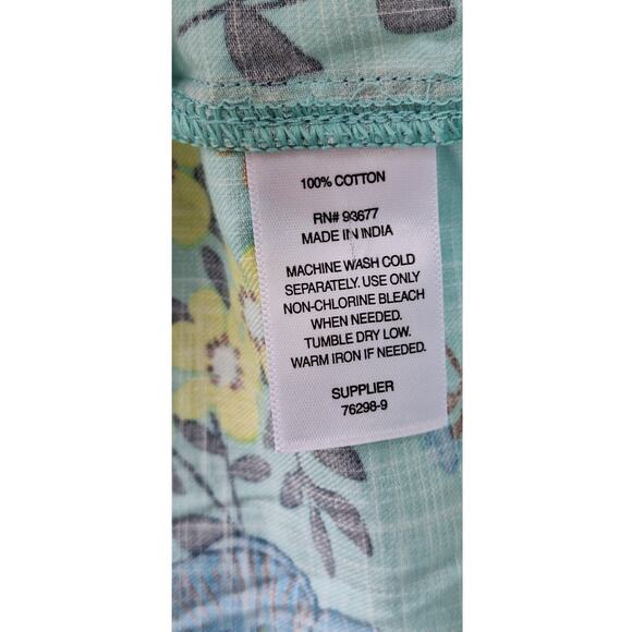 a.n.a. Tiered Short Cottage Dress 100% Cotton Floral Turquoise Blue Orange Sz 2X - Picture 8 of 12